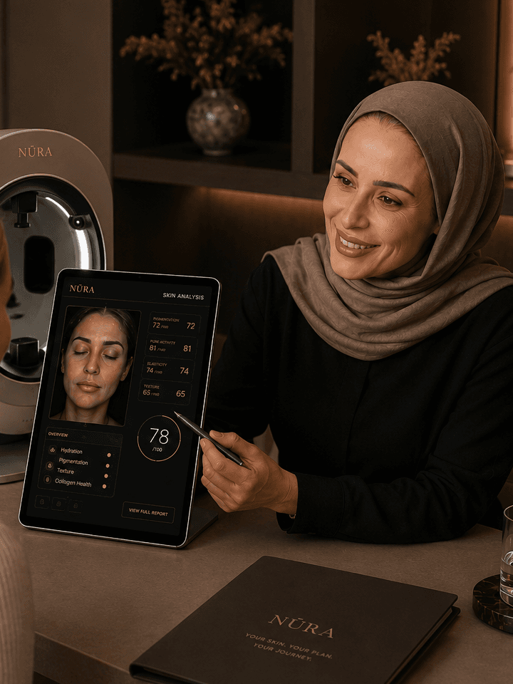 A consultation moment at Nūra Clinic — The Signature Consultation pillar